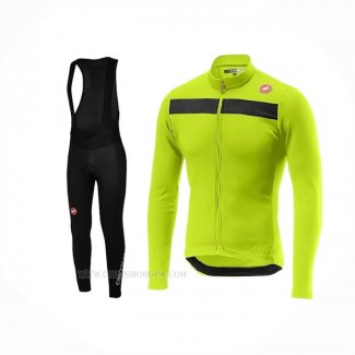 2019 Ropa Ciclismo Castelli Puro 3 Verde Negro Mangas Largas y Culotte Lunga