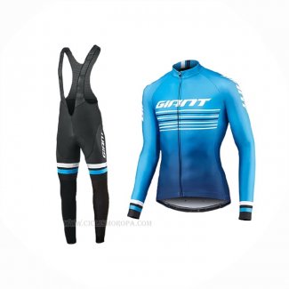 2019 Ropa Ciclismo Giant Race Day Azul Mangas Largas y Culotte Lunga