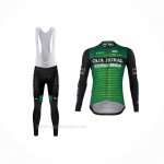2020 Ropa Ciclismo Caja Rural Verde Negro Mangas Largas y Culotte Lunga