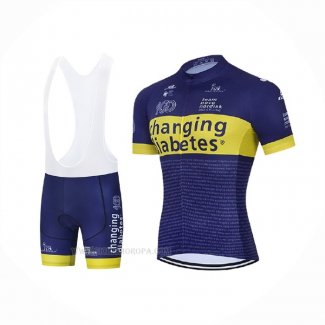 2021 Ropa Ciclismo Novo Nordisk Azul Amarillo Mangas Corta y Culotte Corto