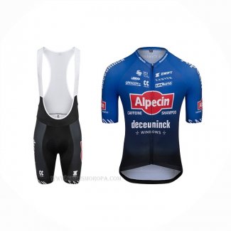 2022 Ropa Ciclismo Alpecin Deceuninck Negro Azul Mangas Corta y Culotte Corto