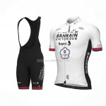 2022 Ropa Ciclismo Bahrain Victorious Blanco Mangas Cortas y Culotte ioui002