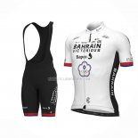 2022 Ropa Ciclismo Bahrain Victorious Blanco Mangas Cortas y Culotte ioui002
