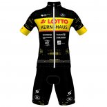 2023 Ropa Ciclismo Lotto-kern Haus Negro AMarillo Mangas Cortas y Culotte Corto