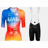 2023 Ropa Ciclismo UAE Azul Naranja Mangas Cortas y Culotte Corto