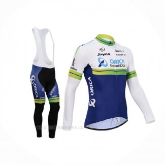 2014 Ropa Ciclismo Orica GreenEDGE Blanco Azul Mangas Largas y Culotte Lunga