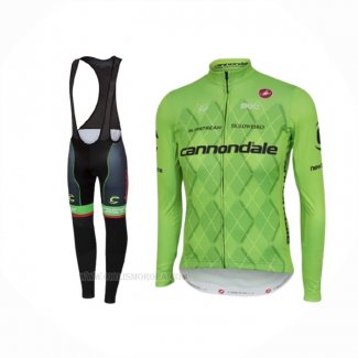 2016 Ropa Ciclismo Cannondale Negro Verde Mangas Largas y Culotte Lunga