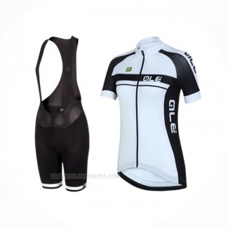 2016 Ropa Ciclismo Mujer ALE Negro Blanco Mangas Corta y Culotte Corto