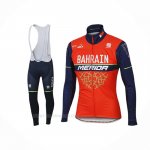 2017 Ropa Ciclismo Bahrain Merida Rojo Mangas Largas y Culotte Lunga