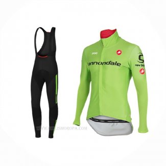 2017 Ropa Ciclismo Cannondale Verde Mangas Largas y Culotte Lunga