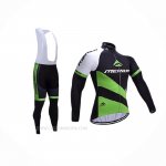 2017 Ropa Ciclismo Merida Negro Verde Mangas Largas y Culotte Lunga