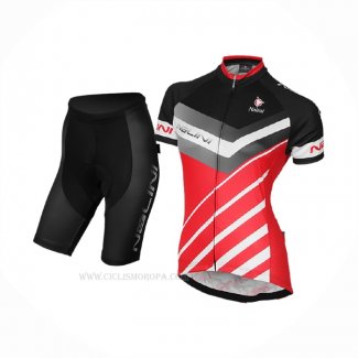 2017 Ropa Ciclismo Mujer Nalini Zebrana Rojo Negro Mangas Corta y Culotte Corto