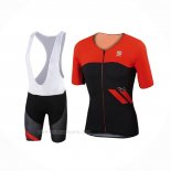 2017 Ropa Ciclismo Sportful Rojo Negro Mangas Corta y Culotte Corto