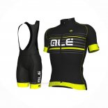 2018 Ropa Ciclismo ALE Negro Amarillo Mangas Corta y Culotte Corto