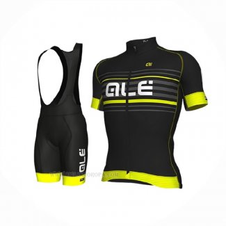 2018 Ropa Ciclismo ALE Negro Amarillo Mangas Corta y Culotte Corto