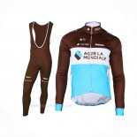2018 Ropa Ciclismo Ag2r La Mondiale Marron Mangas Largas y Culotte Lunga