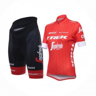 2018 Ropa Ciclismo Mujer Trek Segafredo Rojo Mangas Corta y Culotte Corto