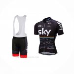 2018 Ropa Ciclismo Sky Negro Rojo Mangas Corta y Culotte Corto