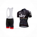 2018 Ropa Ciclismo Sky Negro Rojo Mangas Corta y Culotte Corto