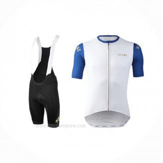 2019 Ropa Ciclismo Lecol Blanco Azul Mangas Corta y Culotte Corto