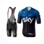 2019 Ropa Ciclismo Sky Negro Azul Mangas Corta y Culotte Corto