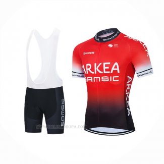 2021 Ropa Ciclismo Arkea Samsic Rojo Negro Mangas Corta Y Culotte Corto