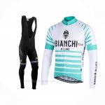 2021 Ropa Ciclismo Bianchi Milano Nalles Azul Claro Blanco Mangas Largas y Culotte Lunga