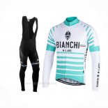 2021 Ropa Ciclismo Bianchi Milano Nalles Azul Claro Blanco Mangas Largas y Culotte Lunga