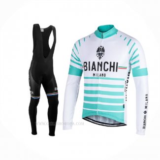 2021 Ropa Ciclismo Bianchi Milano Nalles Azul Claro Blanco Mangas Largas y Culotte Lunga