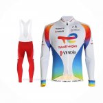 2021 Ropa Ciclismo Direct Energie Blanco Rojo Amarillo Azul Mangas Largas y Culotte Lunga