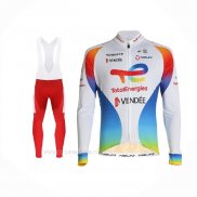 2021 Ropa Ciclismo Direct Energie Blanco Rojo Amarillo Azul Mangas Largas y Culotte Lunga