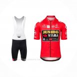 2021 Ropa Ciclismo Jumbo Visma Rojo Mangas Corta y Culotte Corto