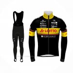 2021 Ropa Ciclismo Lotto-Kern Haus Negro Amarillo Mangas Largas y Culotte Lunga