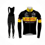 2021 Ropa Ciclismo Lotto-Kern Haus Negro Amarillo Mangas Largas y Culotte Lunga