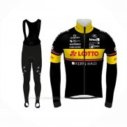2021 Ropa Ciclismo Lotto-Kern Haus Negro Amarillo Mangas Largas y Culotte Lunga