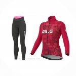 2021 Ropa Ciclismo Mujer ALE Rojo Mangas Largas y Culotte Lunga