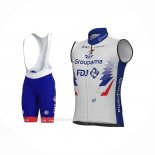 2022 Chalecos Cortavientos Groupama-fdj Blanco Azul Mangas Corta y Culotte Corto