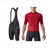 2022 Ropa Ciclismo Castelli Rojo Mangas Cortas y Culotte Corto