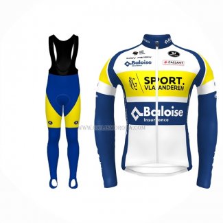 2022 Ropa Ciclismo Sport Vlaanderen-Baloise Azul Amarillo Mangas Largas y Culotte Largo