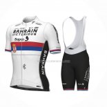 2023 Ropa Ciclismo Serbian Campeon Bahrain Victorious Blanco Rojo Azul Mangas Cortas y Culotte Corto
