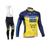 2013 Ropa Ciclismo Tinkoff Saxo Bank Azul Amarillo Mangas Largas y Culotte Lunga