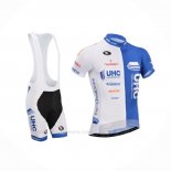 2014 Ropa Ciclismo UHC Blanco Azur Mangas Corta y Culotte Corto