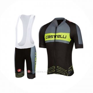 2016 Ropa Ciclismo Castelli Verde Gris Mangas Corta y Culotte Corto