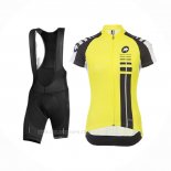2016 Ropa Ciclismo Mujer Assos Negro Amarillo Mangas Corta y Culotte Corto