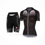2017 Ropa Ciclismo Mujer Castelli Negro Blanco Mangas Corta y Culotte Corto