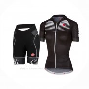 2017 Ropa Ciclismo Mujer Castelli Negro Blanco Mangas Corta y Culotte Corto