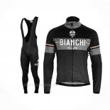 2019 Ropa Ciclismo Bianchi Milano Xd Negro Gris Mangas Largas y Culotte Lunga