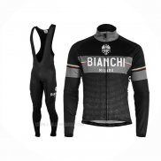 2019 Ropa Ciclismo Bianchi Milano Xd Negro Gris Mangas Largas y Culotte Lunga