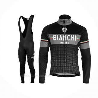 2019 Ropa Ciclismo Bianchi Milano Xd Negro Gris Mangas Largas y Culotte Lunga