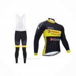 2019 Ropa Ciclismo Direct Energie Negro Amarillo Mangas Largas y Culotte Lunga
